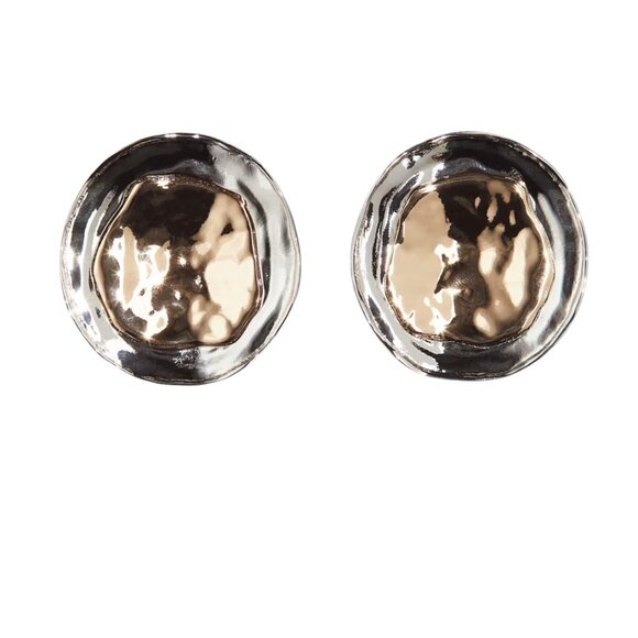 H&M Hammered Silver & Gold Tone Earrings NWT - Picture 1 of 4